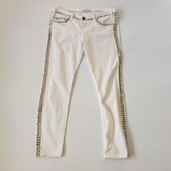 CURRENT/ ELLIOTT The CROP skinny White STUDS Denim Jeans - Picture 1 of 10